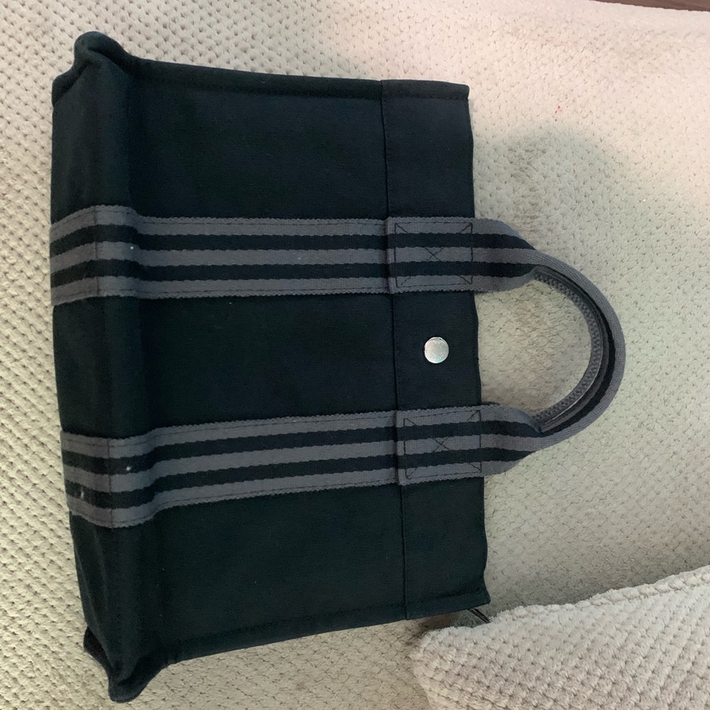 Used Hermes Herline Black Canvas Small Tote Bag - Picture 6 of 6